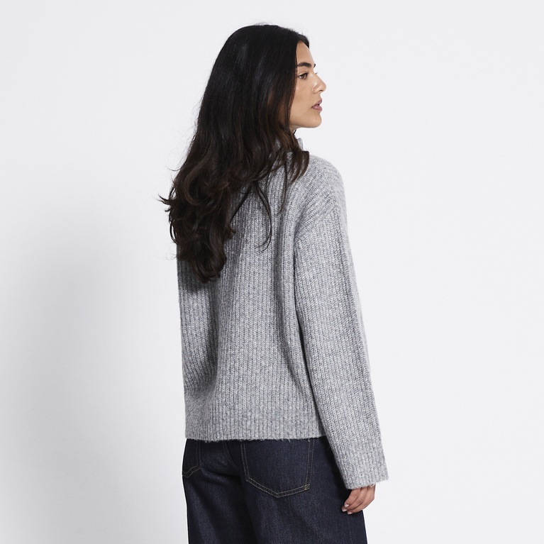 Zip knit cardigan "Zip Cardigan" Grey Melange
